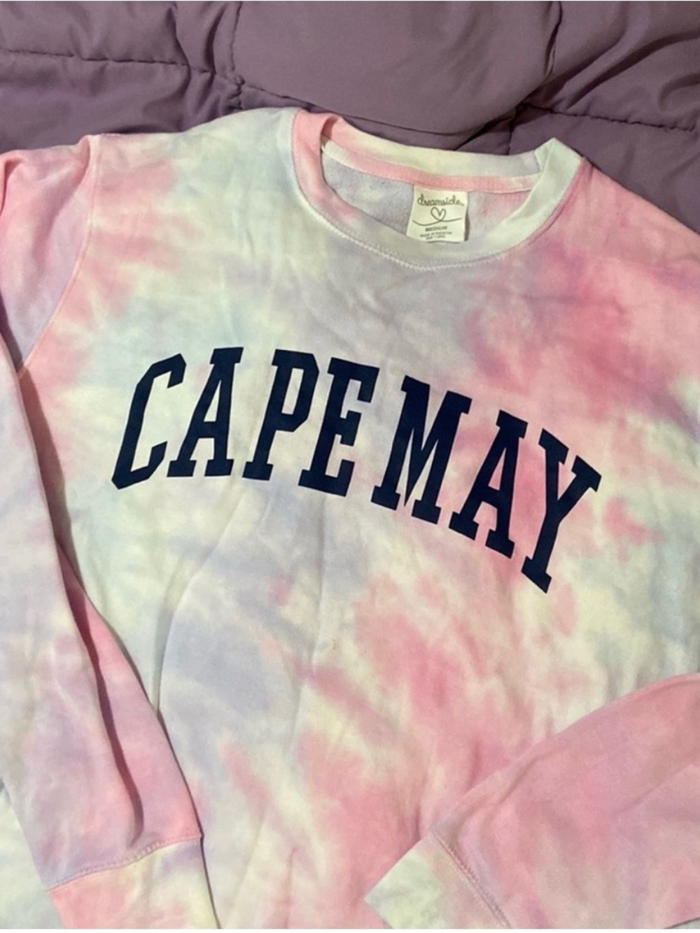 Cape May Tie-Dye Crewneck Sweatshirt - Pink & Light Blue